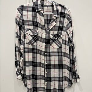 BB Dakota Black and White Plaid Button Down Shirt